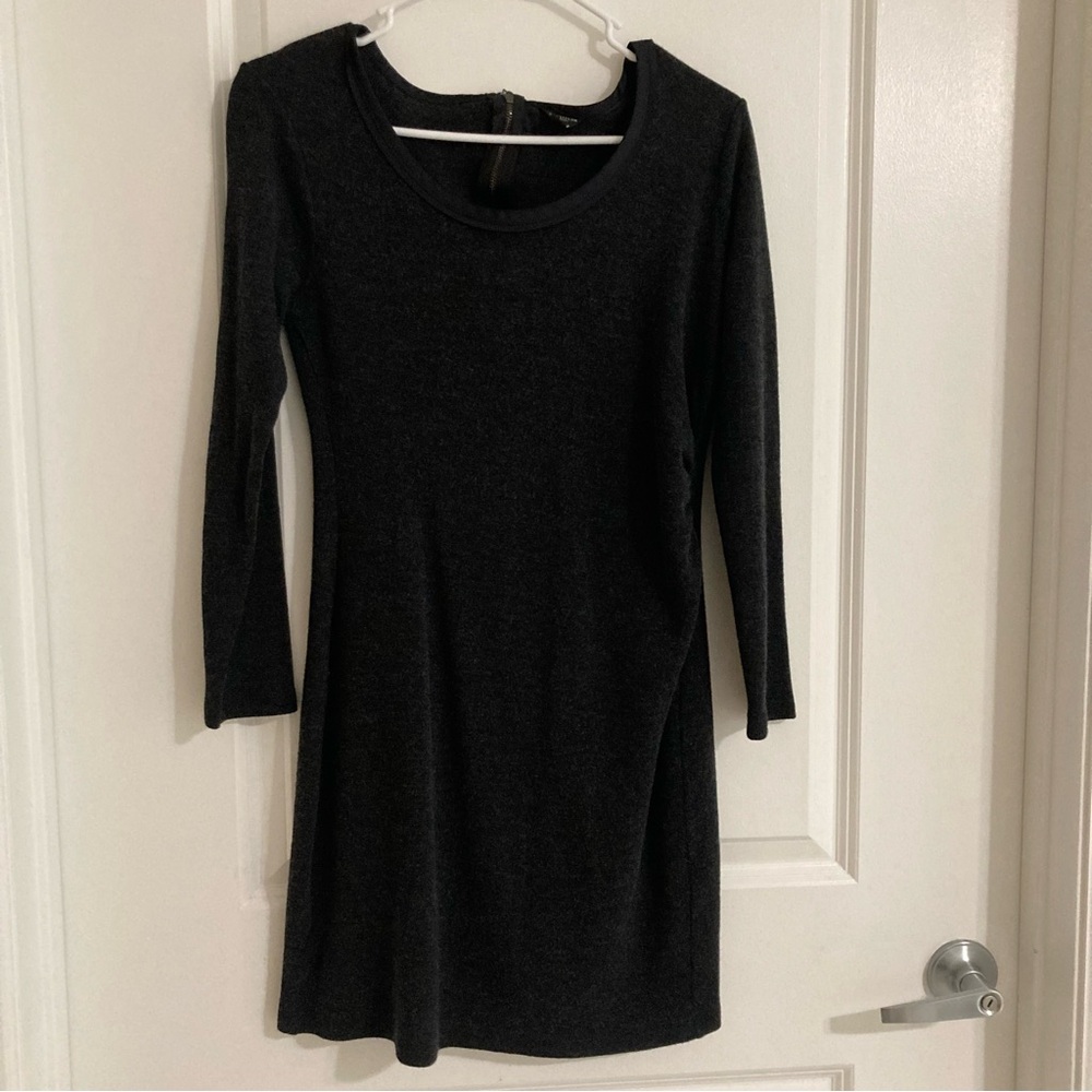 ANN TAYLOR LOFT Puched Wool Blend Dark Grey Dress